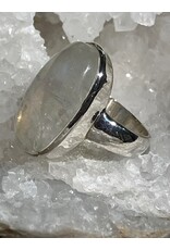maansteen regenboog zilver ring