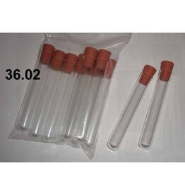 Reageerbuis glas met rubber stop