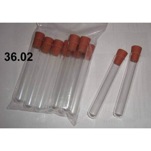 Reageerbuis glas met rubber stop