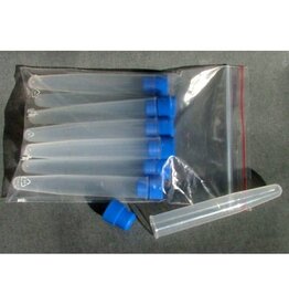 Reageerbuis plastic met rubber stop