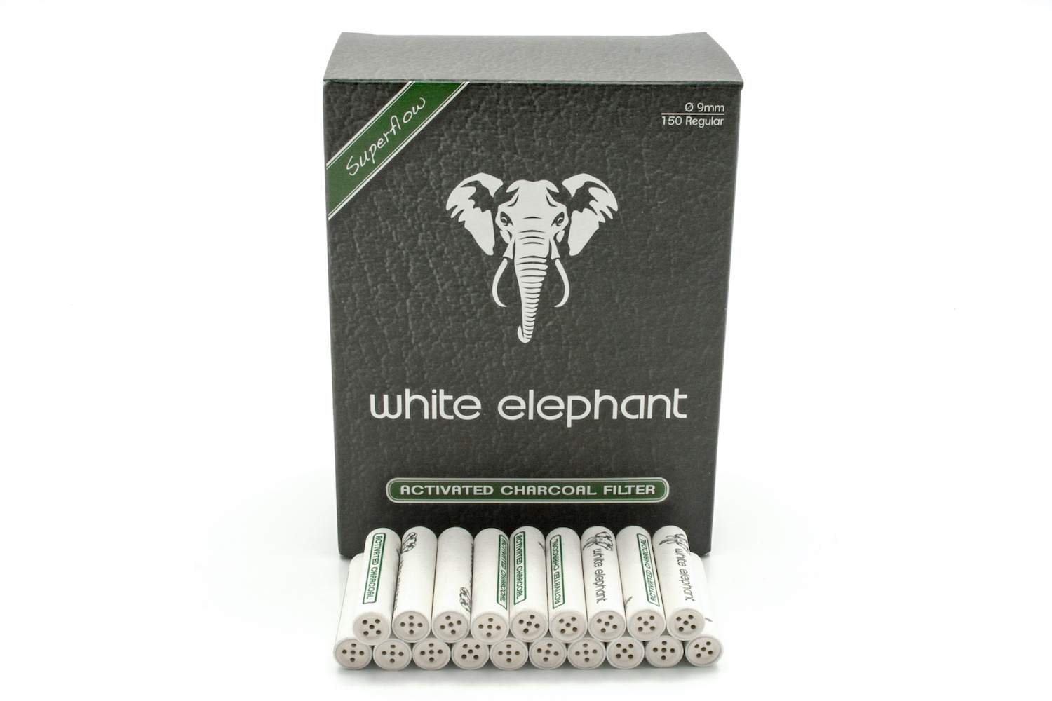 White Elephant Activated Charcoal pijpfilters 9mm 150 stuks