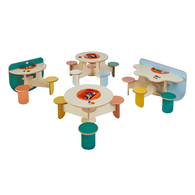 Kidea Table enfant 3 chaises - Table 3 places