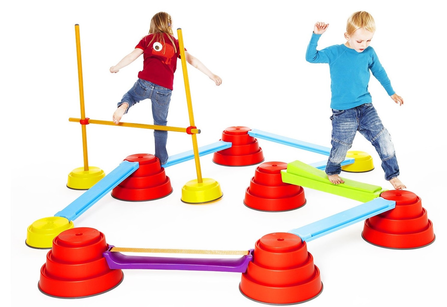 Parcours D'obstacles Enfant - 4 Poutres D'équilibre En PP Antidérapantes, Jeu De Motricité Et Coordination Intérieur/extérieur