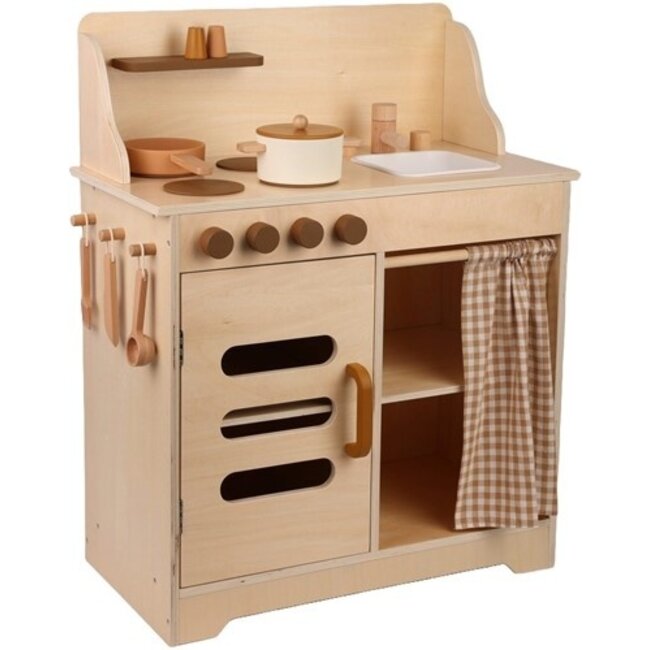 Cuisine dinette en bois pour bébé et enfant avec accessoires