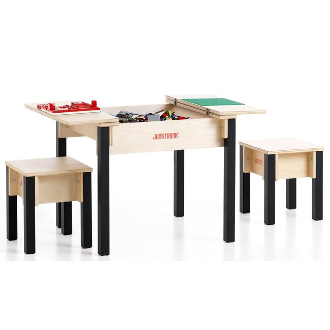 JunkTrunk Table enfant design avec 2 tabourets