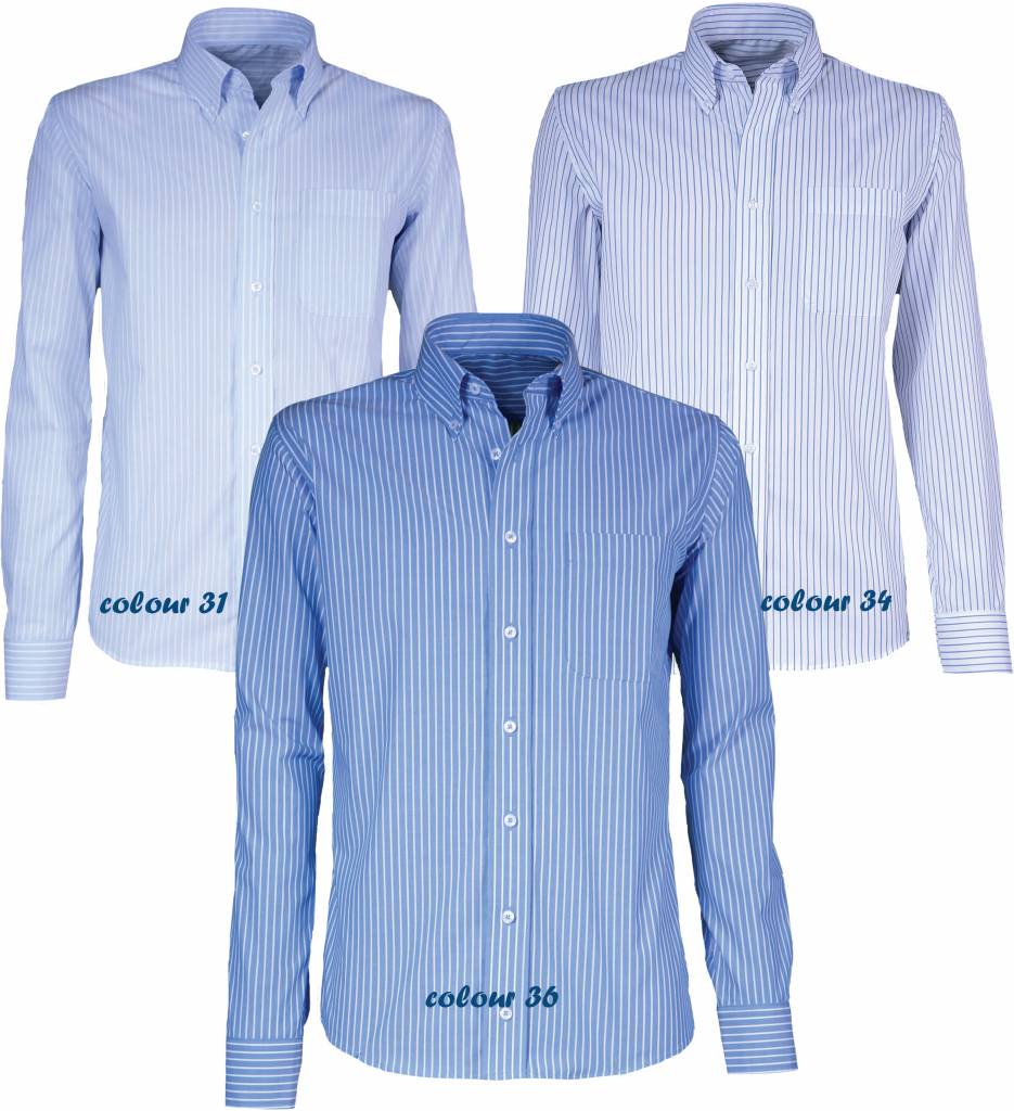vergelijking samenkomen Port Heren overhemd, met knoopsluiting, button-down kraag en streepjespatroon.  Verkrijgbaar in verschillende mouwlengtes - QS-Bedrijfskleding