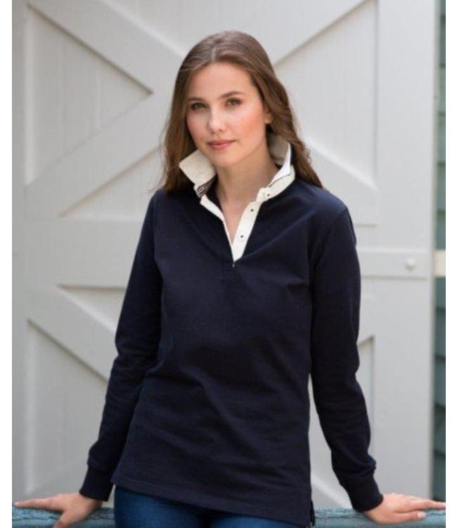 Front Row UITVERKOOP; Slim fit polo voor dames met contrast boord en lange mouwen - MERYL