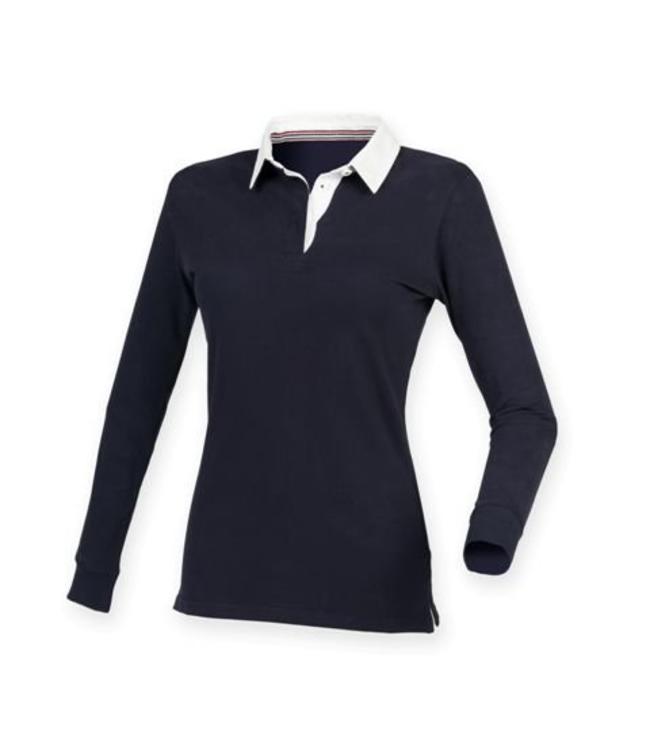 Front Row UITVERKOOP; Slim fit polo voor dames met contrast boord en lange mouwen - MERYL