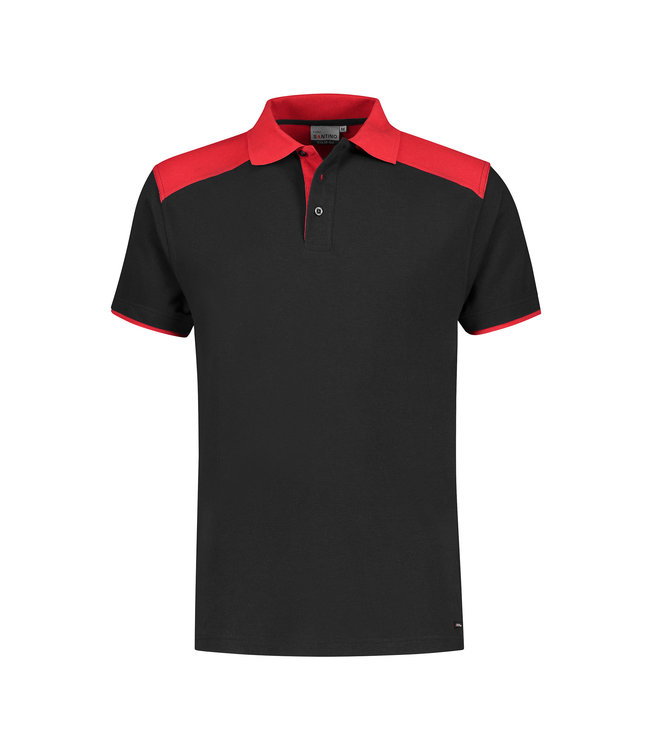 Santino - unisex tweekleurig poloshirt TIVOLI, met schouderstuk in contrastkleur, voorgekrompen, plat gebreide kraag