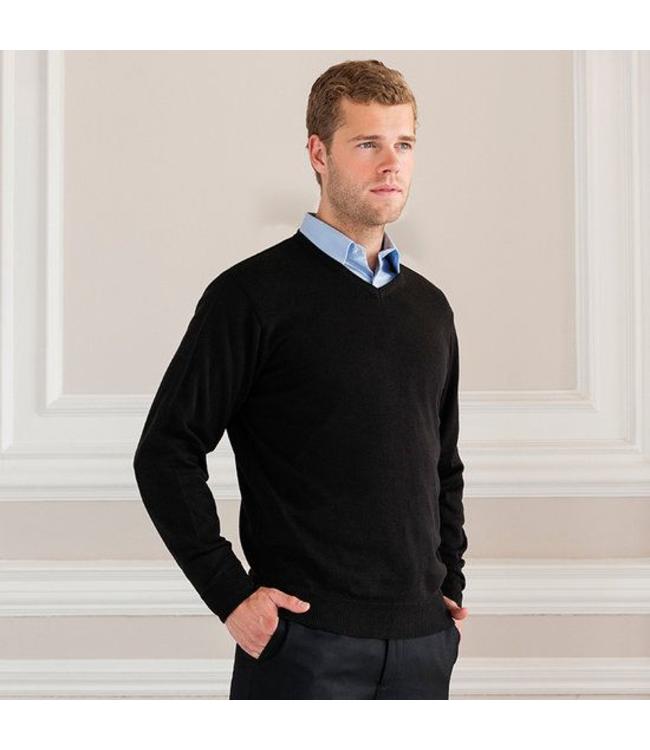 Russell collection Gebreide heren pullover XAVIER met v-hals voor beveiliging, zakelijk of receptie