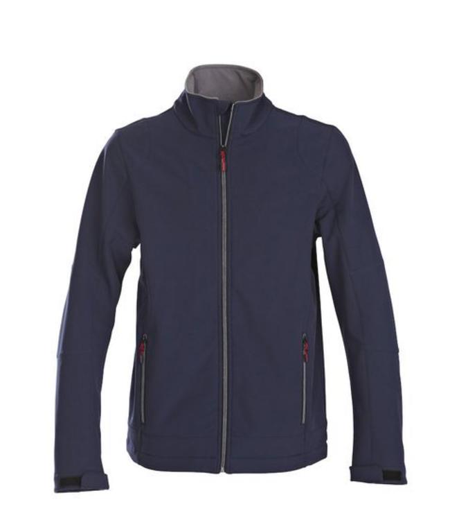 Printer - heren softshell jack REMCO, met tweekleurige ritssluiting, verstelbare mouwen, zippullers in contrasterende kleur