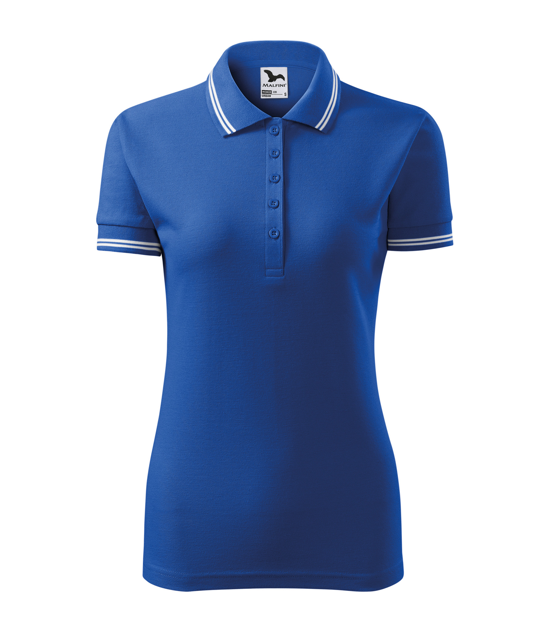 Dames polo shirt met contrast streep aan mouwen en hals QS