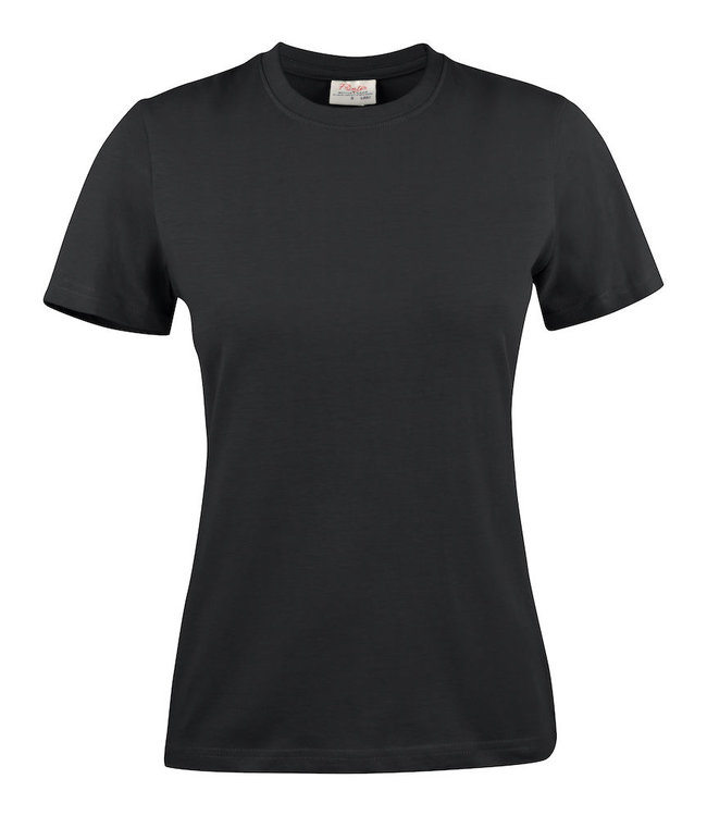 Printer - dames t-shirt ELINE, met versterkte schoudernaden, dubbel gestikte halsopening, geribde hals in vier lagen