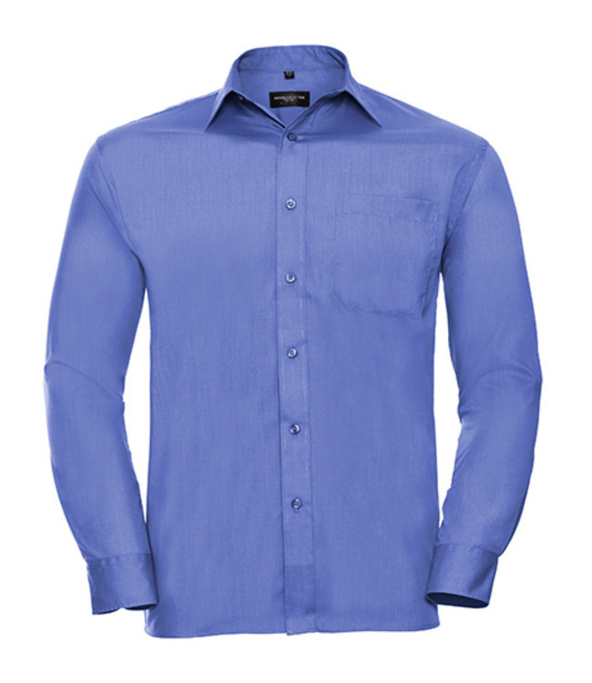 Russell collection - heren overhemd BARETT, met verstevigde kraag, rechte onderzijde, ingezet schouderstuk, gelijk gekleurde knoopjes