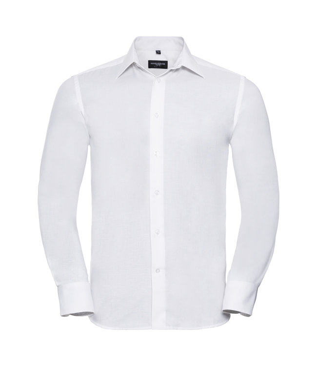 Russell collection - heren overhemd GABON, met hoge kwaliteit Oxford materiaal, stijlvolle afgeronde rand, afgeronde zoom