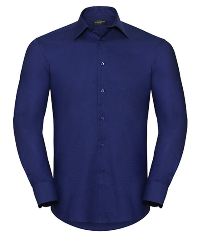 Russell collection - heren overhemd GABON, met hoge kwaliteit Oxford materiaal, stijlvolle afgeronde rand, afgeronde zoom