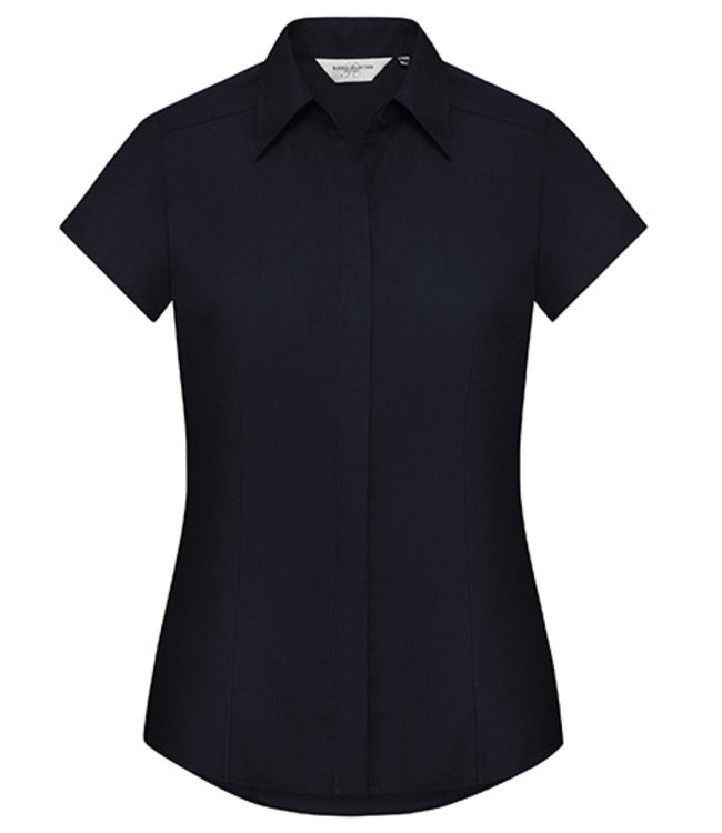Russell collection - dames blouse KATARINA, met modieuze kapmouwtjes, afgeronde zoom, verborgen knoopsluiting