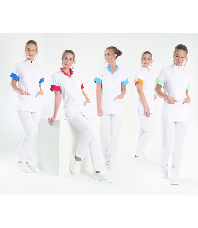 Alexandra UITVERKOOP-Dames tuniek wit met contrast  - JIMENA