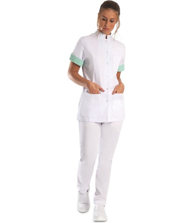 Alexandra UITVERKOOP-Dames tuniek wit met contrast  - JIMENA