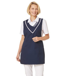 Leiber UITVERKOOP; Dames overgooier schort met V-hals en contrast belijning aan hals - ASHLEY