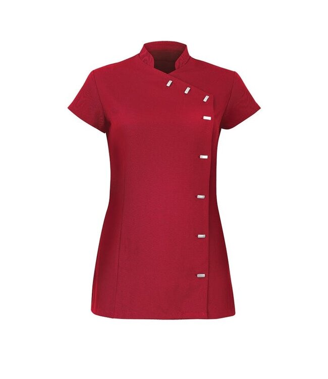 Alexandra  UITVERKOOP; Dames tuniek met asymetrische sluiting en mandarin kraag - AALTJE