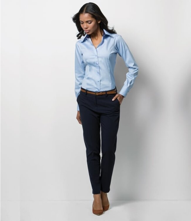 Russell collection UITVERKOOP; dames blouse lange mouw met contrastkleur in hals en boord - ERODA