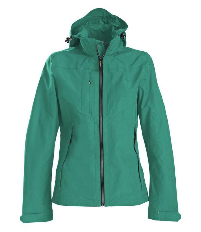 Printer - dames hardshell jack DEWI, met praktische zakken, tweekleurige ritssluiting, decoratieve stiksels, zippullers in contrasterende kleur