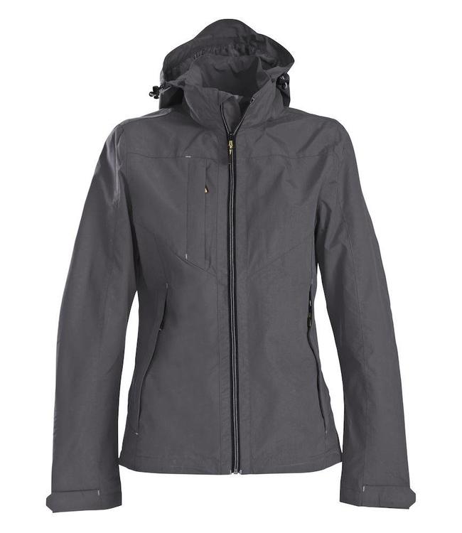 Printer - dames hardshell jack DEWI, met praktische zakken, tweekleurige ritssluiting, decoratieve stiksels, zippullers in contrasterende kleur