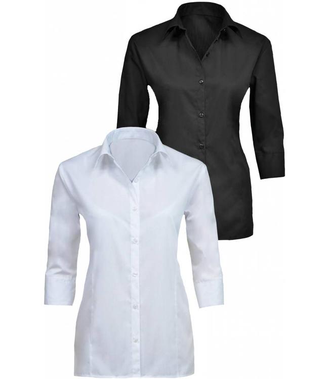 Giovanni Capraro - Dames blouse ILARIA, met button-down kraag en driekwart mouwen