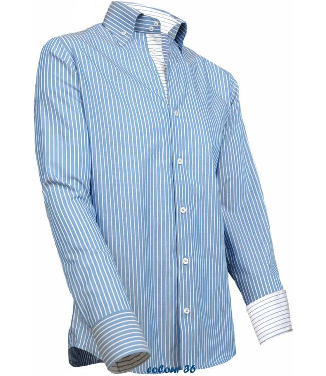 Giovanni Capraro - luxe italiaans heren overhemd ALESSIO, met button-down kraag en streepjespatroon, verkrijgbaar in vier kleuren