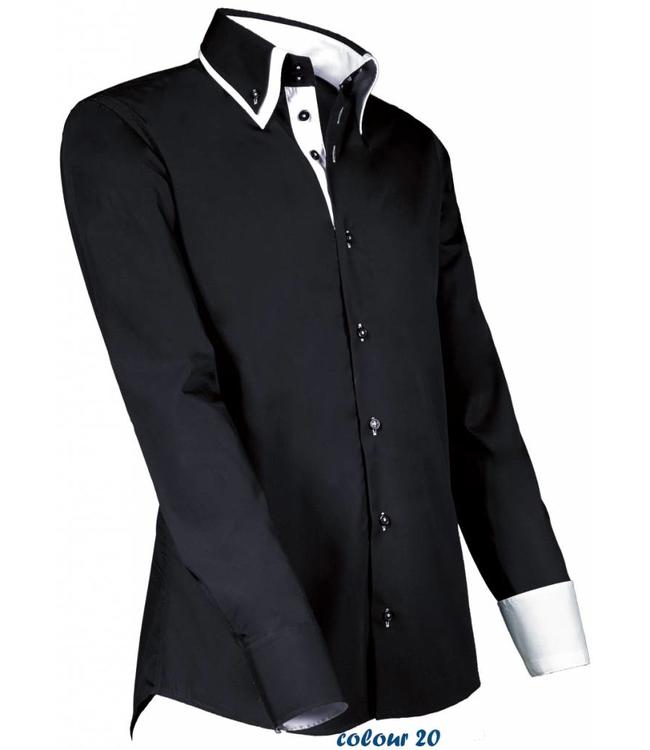 Giovanni Capraro - Luxe italiaans heren overhemd ELIANO, met button-down kraag en en subtiele kleurdetails