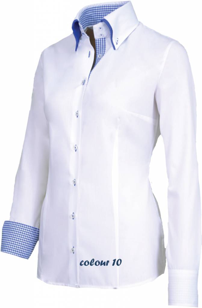 Pygmalion wasmiddel Reageren Luxe italiaanse dames blouse, met knoopsluiting, button-down kraag en  ruitjespatroon details - QS-Bedrijfskleding