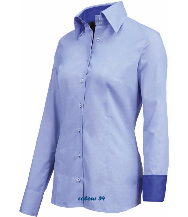 Giovanni Capraro - Luxe dames blouse GENOVEFFA, met button-down kraag en kleurdetails