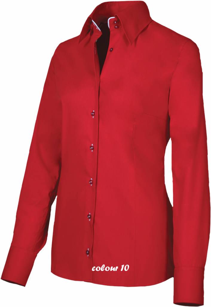 Luxe italiaanse dames blouse, met knoopsluiting, button-down kraag en  subtiele kleurdetails - QS-Bedrijfskleding