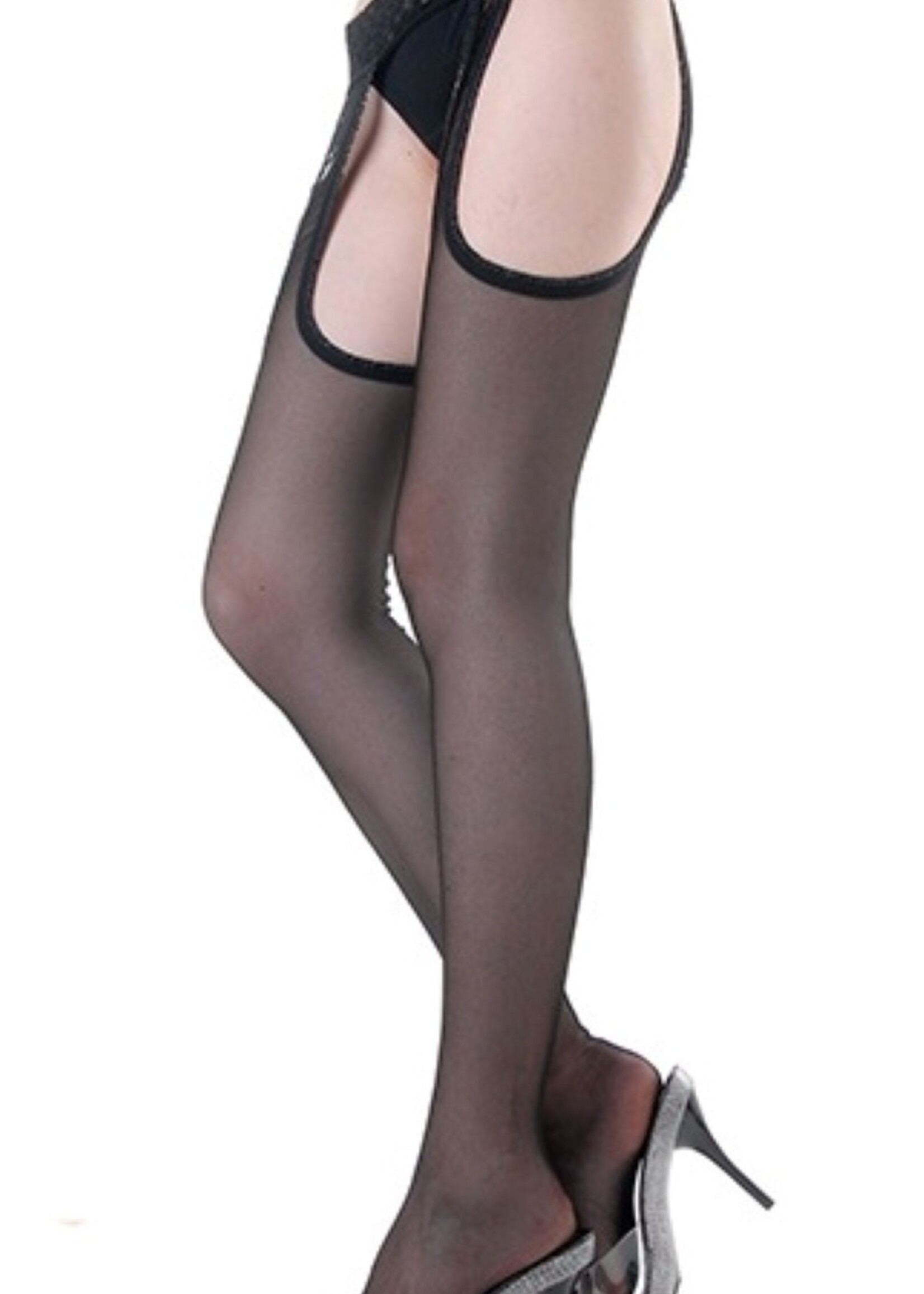 Clio  Clio Finemesh Seam Suspender panty met kanten boord