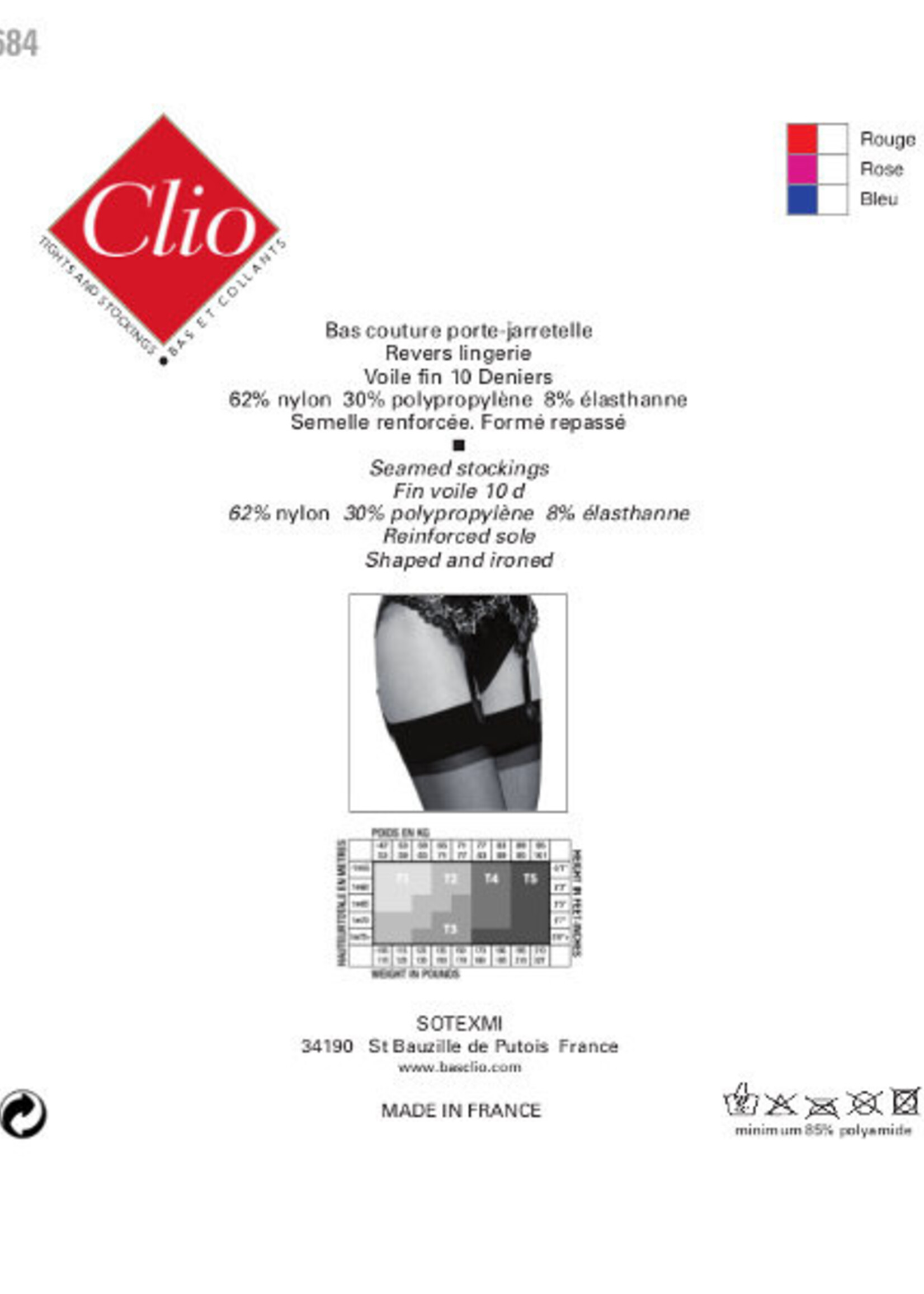 Clio  Clio 15D. jarretelle kousen met naad 100% nylon