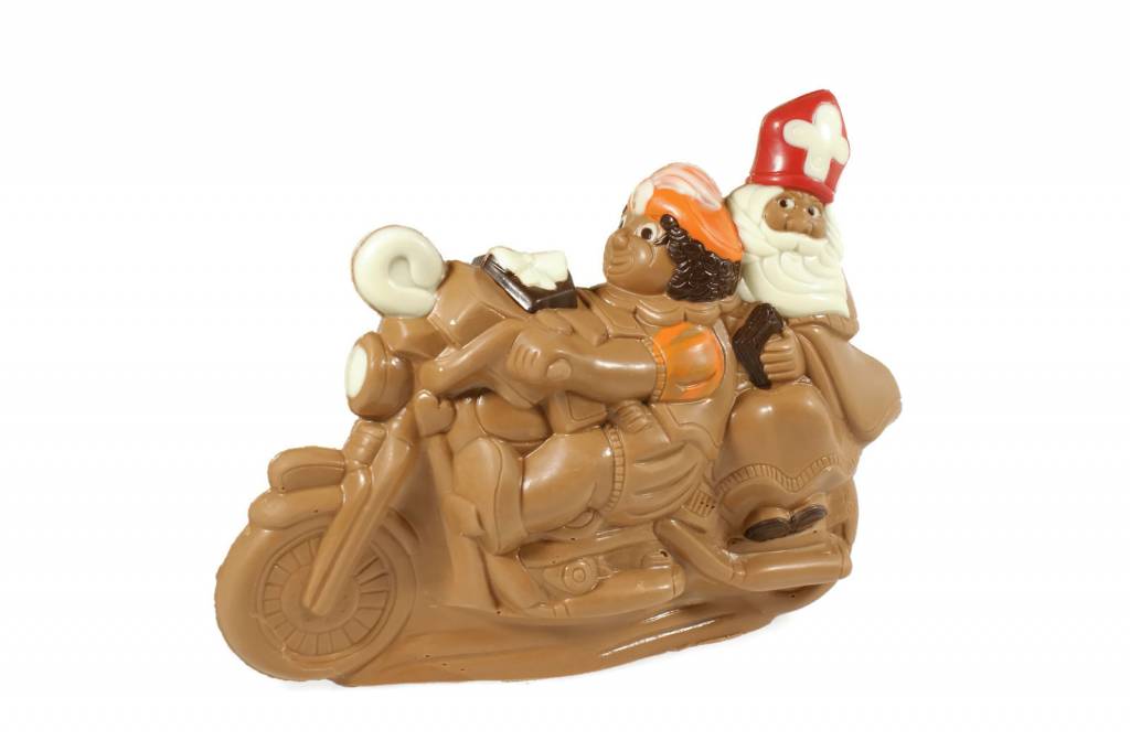 Sint en Piet op motor - Sinterklaas chocoladefiguur