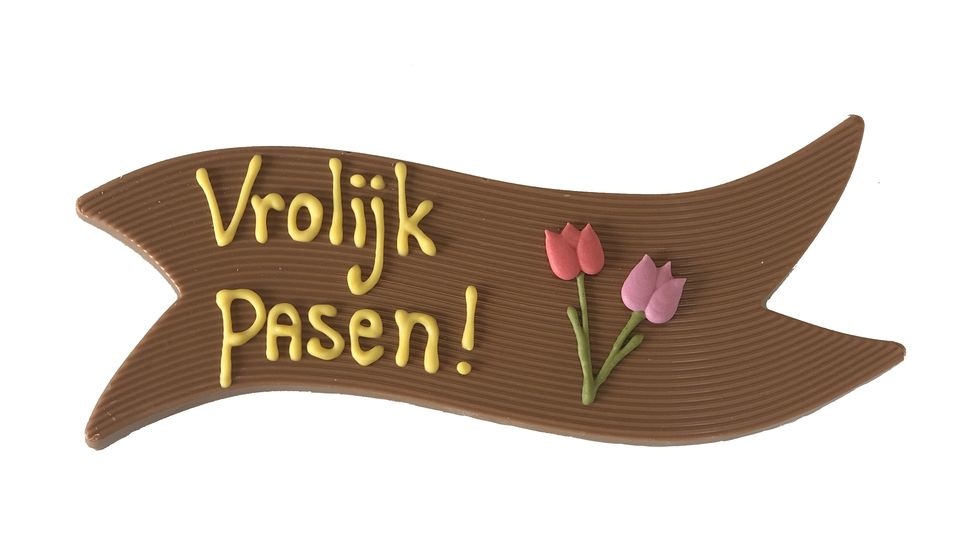 Chocolade Vaandel Vrolijk Pasen – feestelijke paasgroet