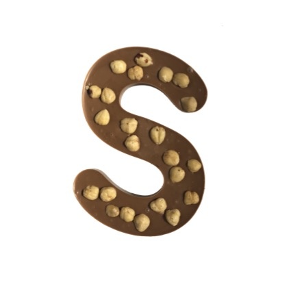 Chocoladeletter S met gebrande Hazelnoten - Sinterklaas chocolade