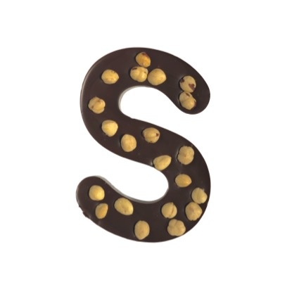 Chocoladeletter S met gebrande Hazelnoten - Sinterklaas chocolade