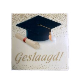 Geslaagd met afstudeerhoed tablet