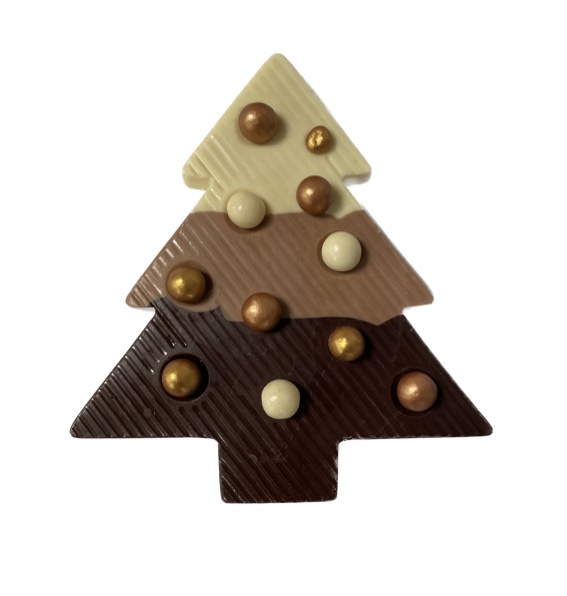 Tricolore kerstboom met wit melk & puur - Kerst chocolade