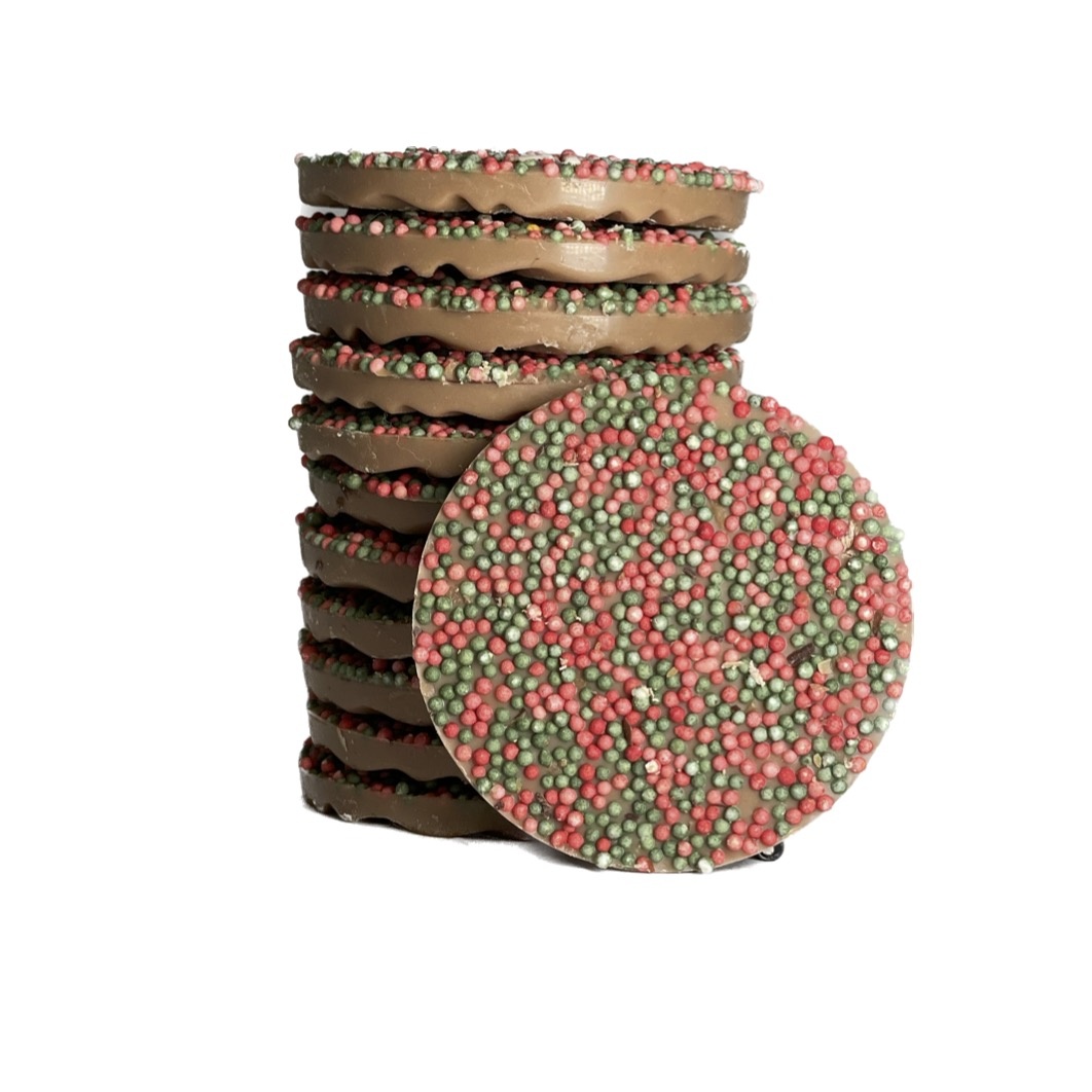 Groenrode musketflikken - feestelijke chocolade flikken - Kerst chocolade