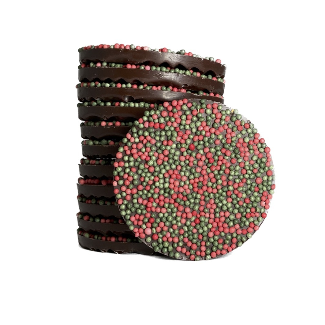 Groenrode musketflikken - feestelijke chocolade flikken - Kerst chocolade