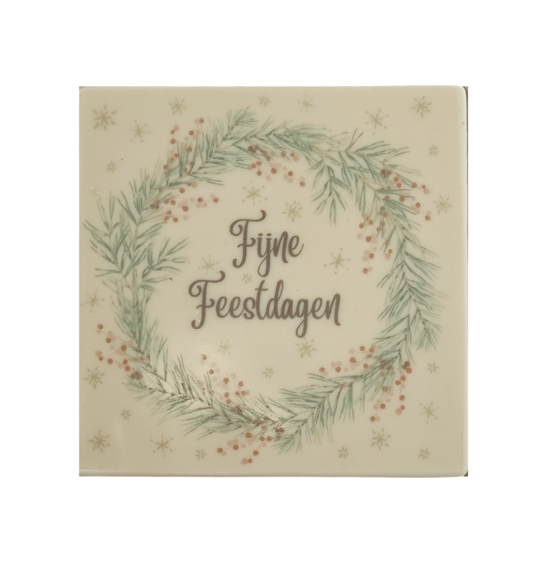 Chocoladetablet Fijne feestdagen in krans - Kerst chocolade