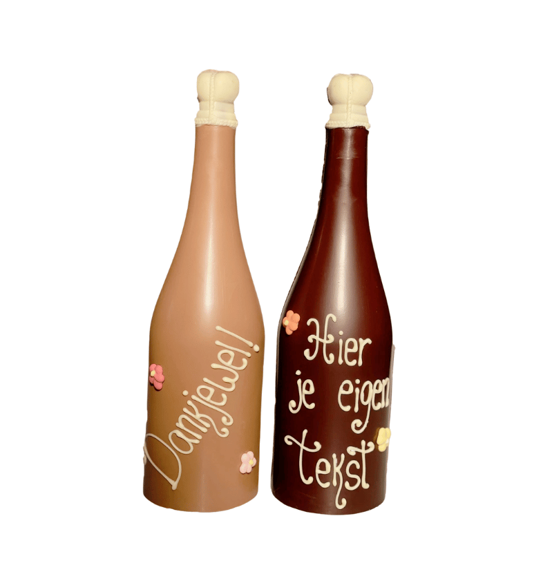 Chocolade champagnefles met eigen tekst
