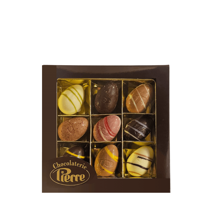 Luxe box 9 bonbon paaseitjes - chocolade voor Pasen
