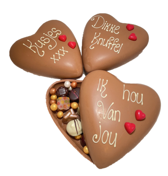 Groot chocolade hart met bonbons & tekst – Vaderdag chocolade cadeau