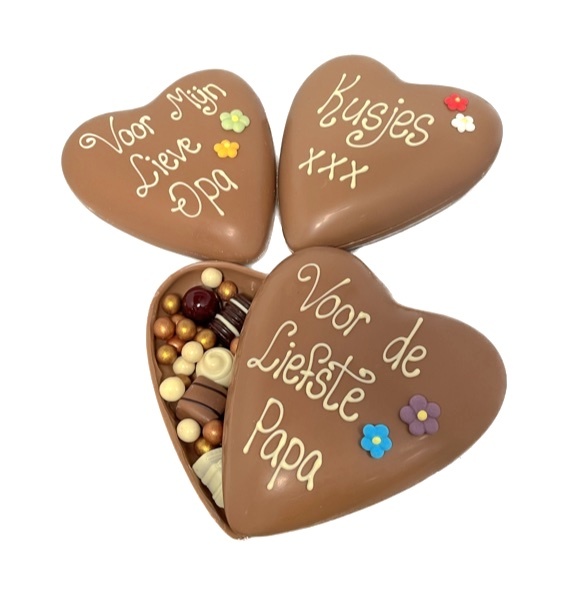 Groot chocolade hart met bonbons & tekst – Vaderdag chocolade cadeau