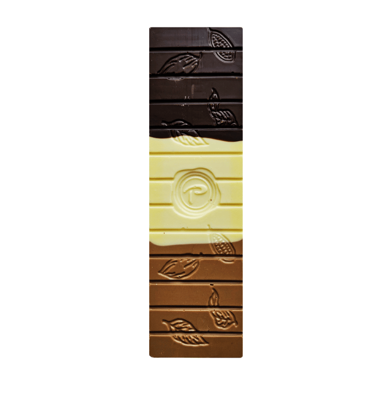 Chocoladereep Tricolore – Melk, Wit en Puur in één Reep